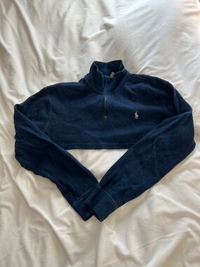 Polo by Ralph Lauren Navy Cropped Half-Zip Sweater